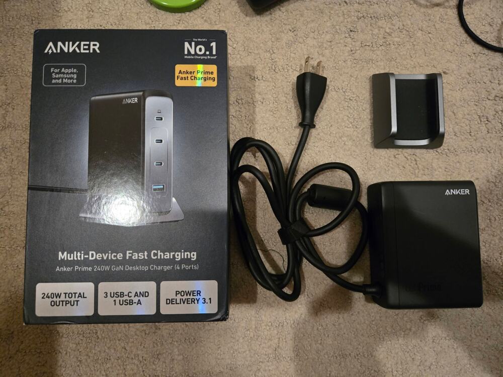 Anker Prime Desktop Charger (240W, 4 ports, GaN) (USB PD Charger, USB-A & USB-C)